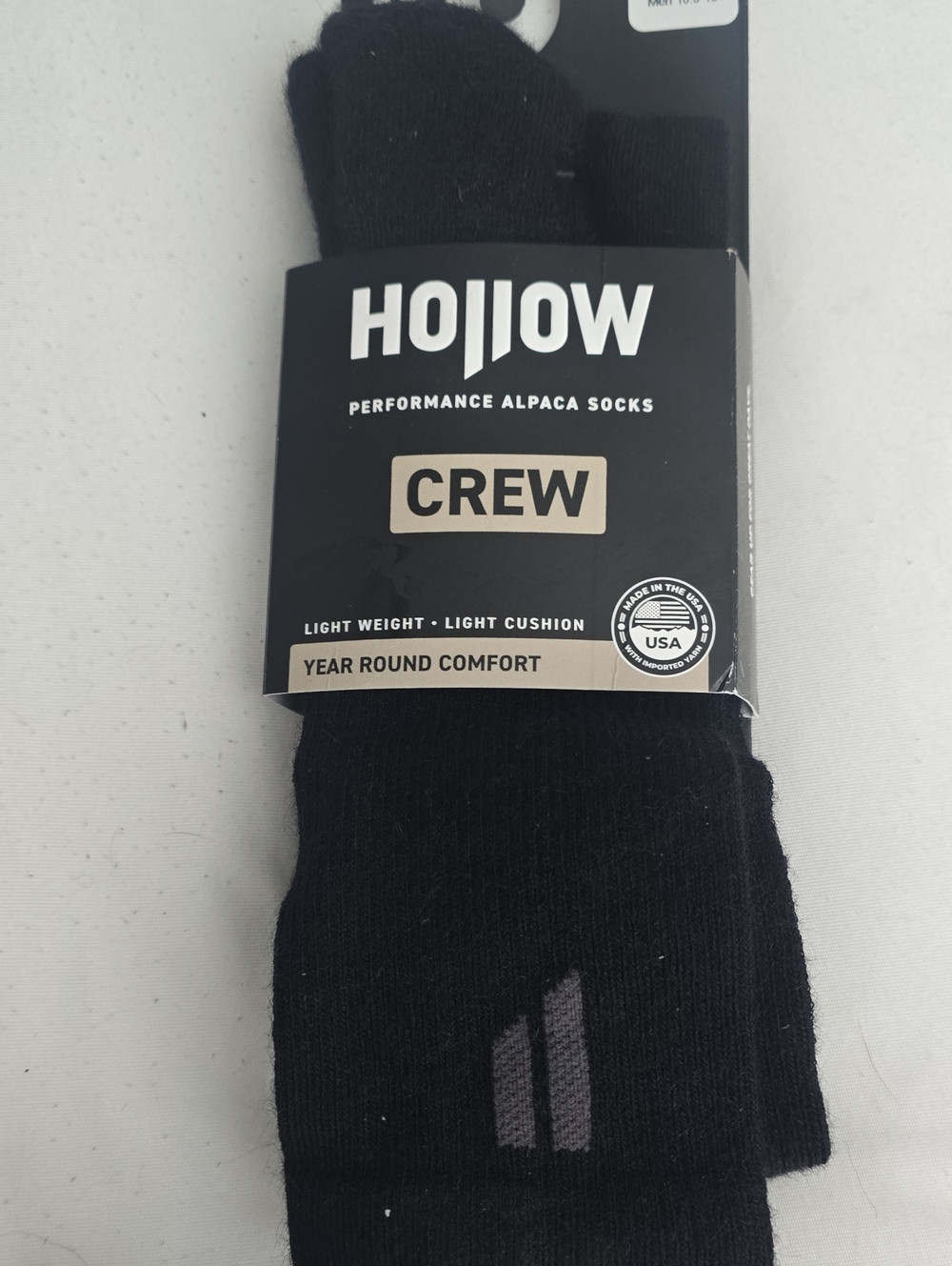 HOLLOW PERFORMANCE ALPACA SOCKS- CREW- BLACK - M, L